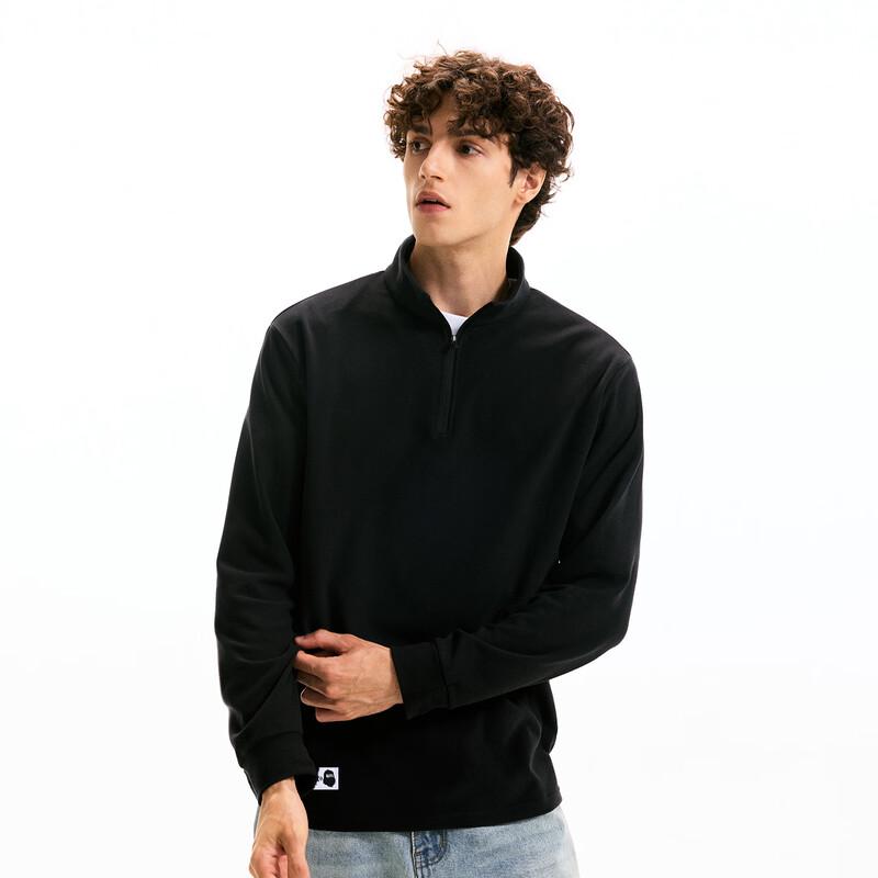 Fingercroxxit Unisex Half-Zip Mock Neck Fleece Long Sleeve Top