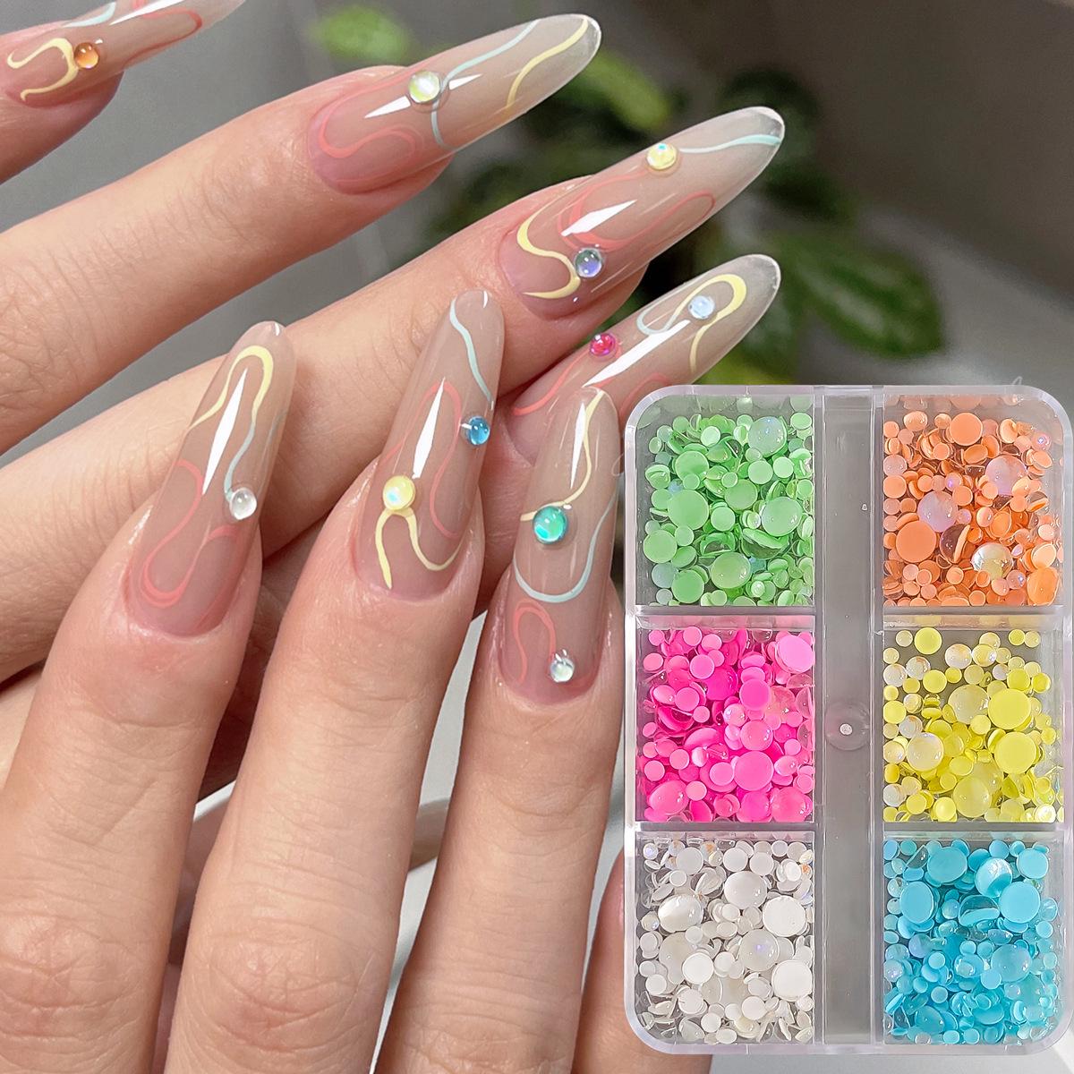 Mermaid Bubble Beads Nail Art Decorations - Iridescent Macaron Candy Colors Aurora Iridescent Macaron