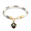 High-End Fashion Stripe Leather Bracelet with Gold-Plated Metal Accents