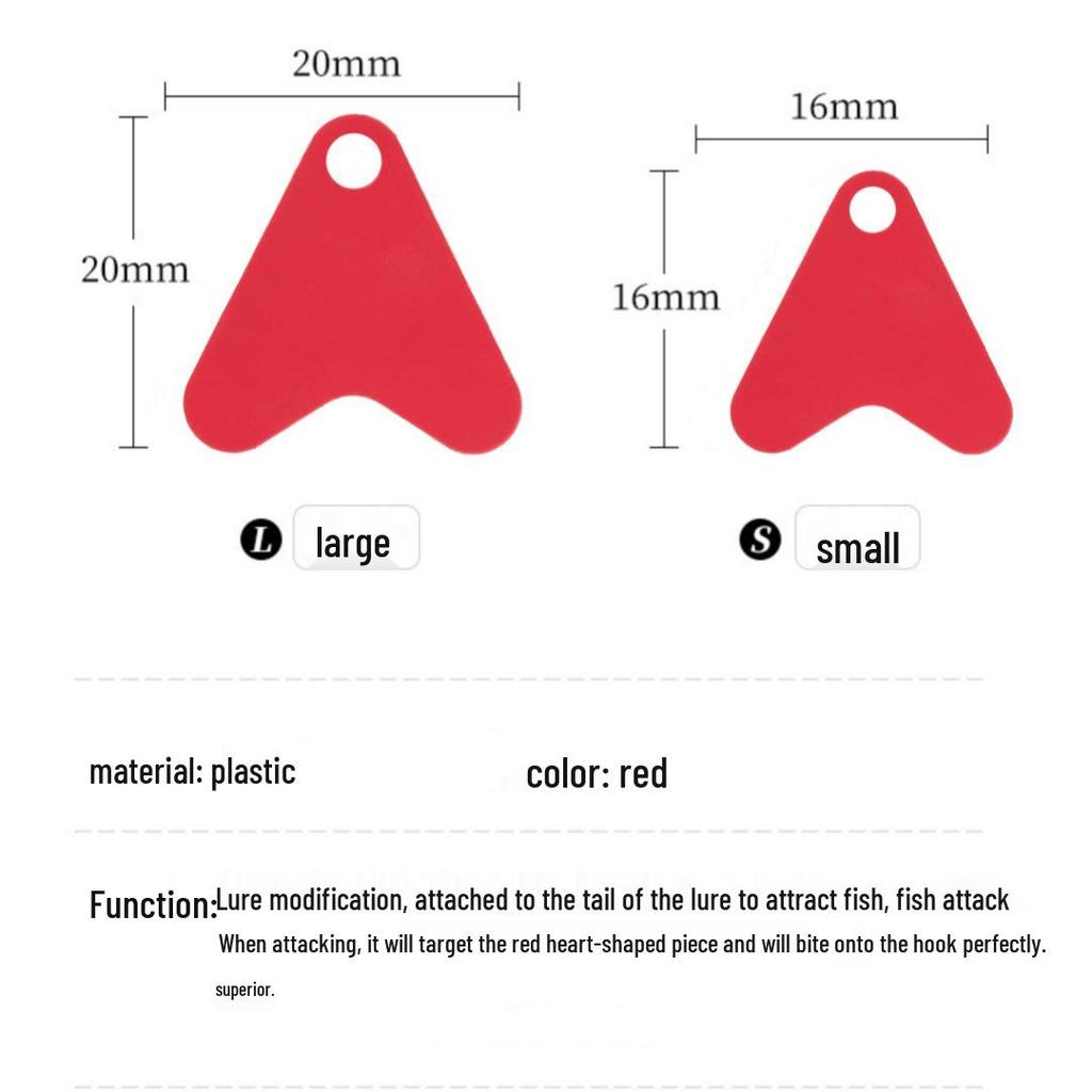Red Heart Fish Tail Lure: Small Plastic Bait with Sequins To Enhance Fish Attraction