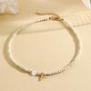 Bohemian Choker neck Initial necklaces heart-shaped shell letter pendant beads Women's stainless steel necklace woman trend2025