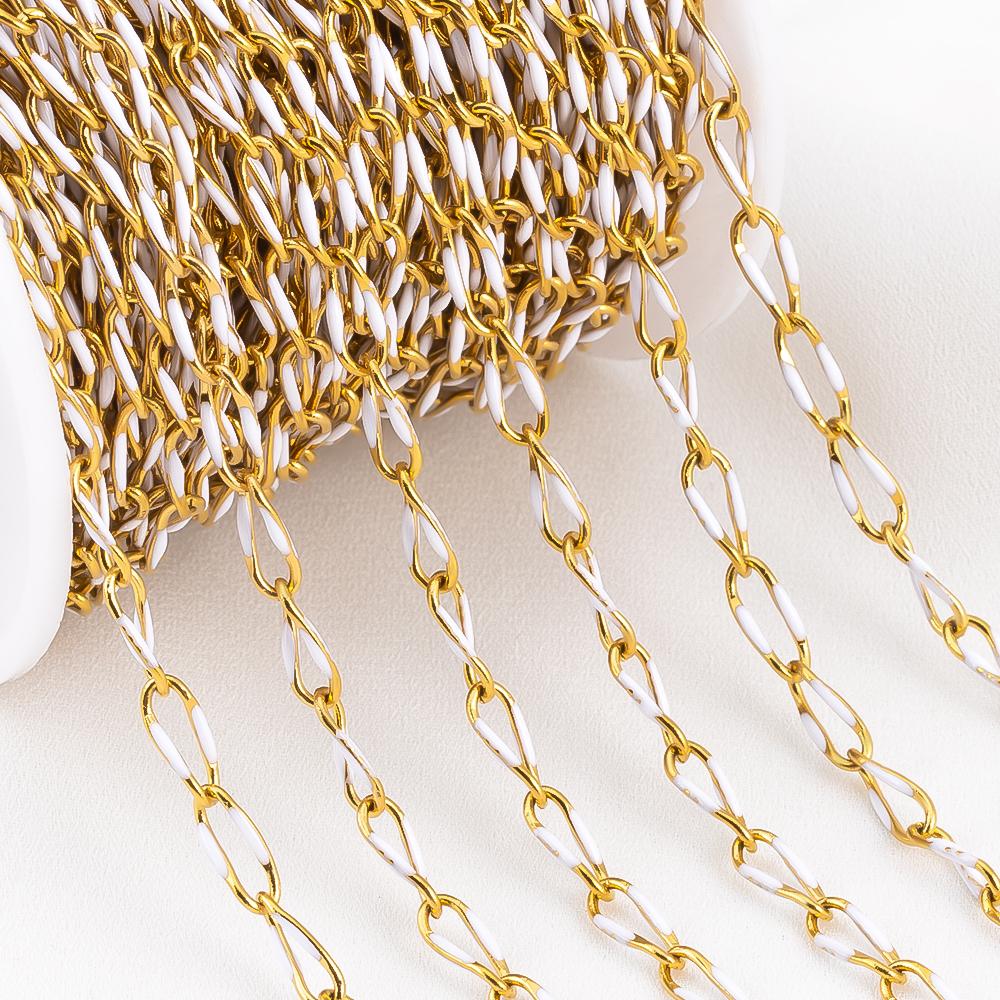 1 Meter Emaille-Kordelkette Edelstahl-Seil Rolo-Glieder Körper Goldene Kette Gürtel für Schmuckherstellung DIY Halskette Armband Handwerk