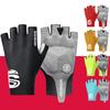 Road Cycling Half-Finger Gloves, Ice Silk Lycra Wind-Breaking Mountain Bike Sports Shock-Absorbing Breathable Short-Finger Gloves