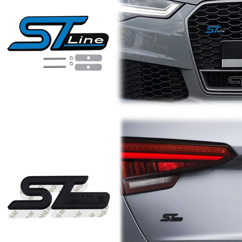 DRZG2 Car Accessories Metal Grille Emblem Rear Trunk Body Badge Sticker For Ford ST LINE Focus Fiesta Ecosport Kuga Mondeo Everest