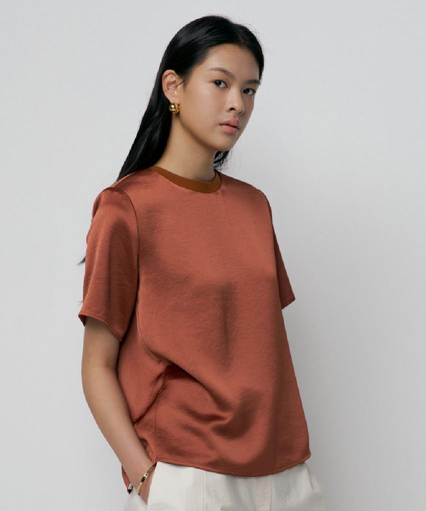 Baniseunyuyog Louista Satin Blouse Brown