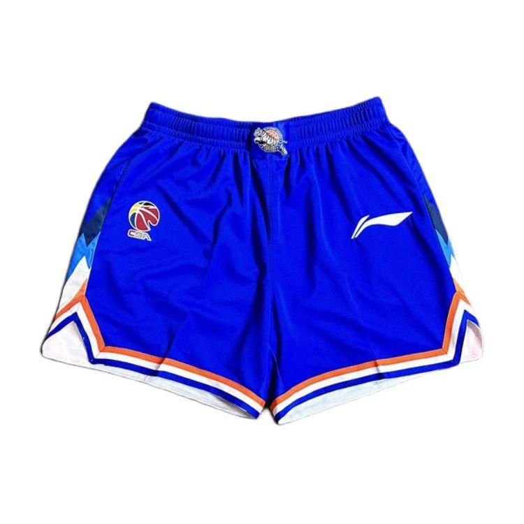 

Мужские шорты Li Ning серии CBA с логотипом, эластичные, со средней посадкой, длиной три четверти, для баскетбола, мужские шорты, Синьцзян-синий AAPS371-2 L