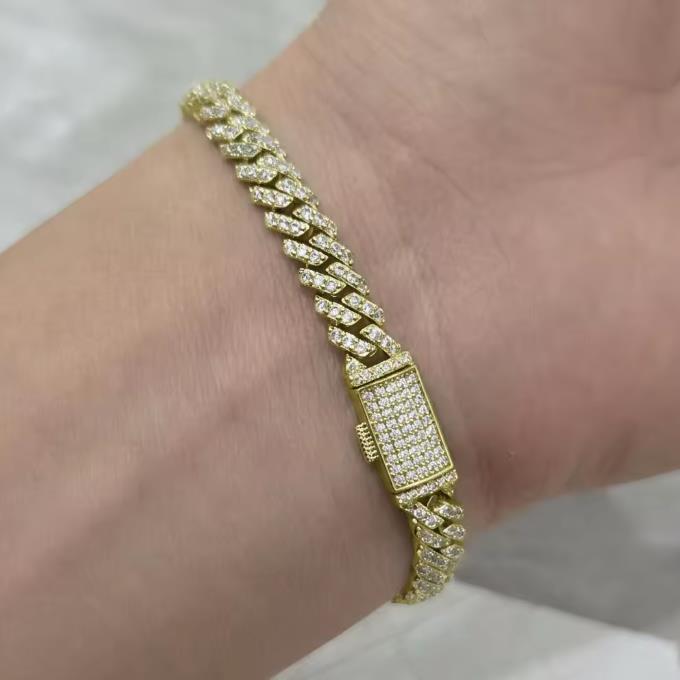 Hip Hop 6mm Cuban Link Chain Iced Out Cuban Bracelet Necklace Box Clasp Women Men Chains 5iinch золотой