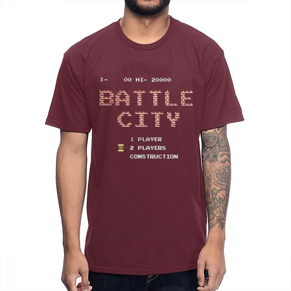 Natural Cotton Old School Game Battle City T Shirt Casual For Men Homme Tee Shirt Plus Size Guys Punk Designer Streetwear S