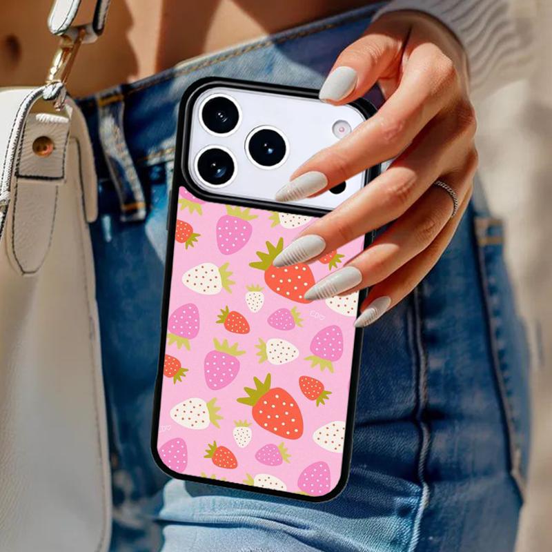 Strawberry Art Tropic Phone Case For iPhone 17 Air 14 15 13 12 Max Cover For Apple 16e 11 Pro Max Plus Coque