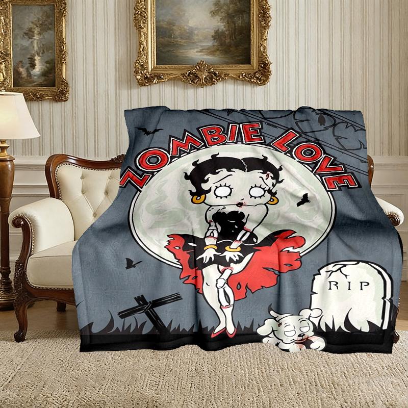 1pc Easy-Care Betty Boop Blanket, Perfect for Couch, Bed, Home, Travel & More, Warm & Durable Printed Blanket
