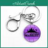 Laser Printing Cabochon Fortnite Keychain Stainless Steel Key Holder Ring Key