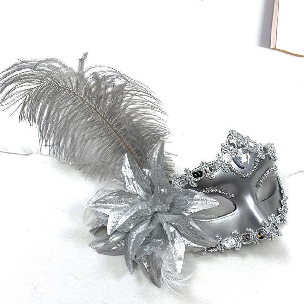 Flower Feather Mask Rhinestone Masquerade Ball Mask Halloween Festival Party Mask Costume Party Style 8