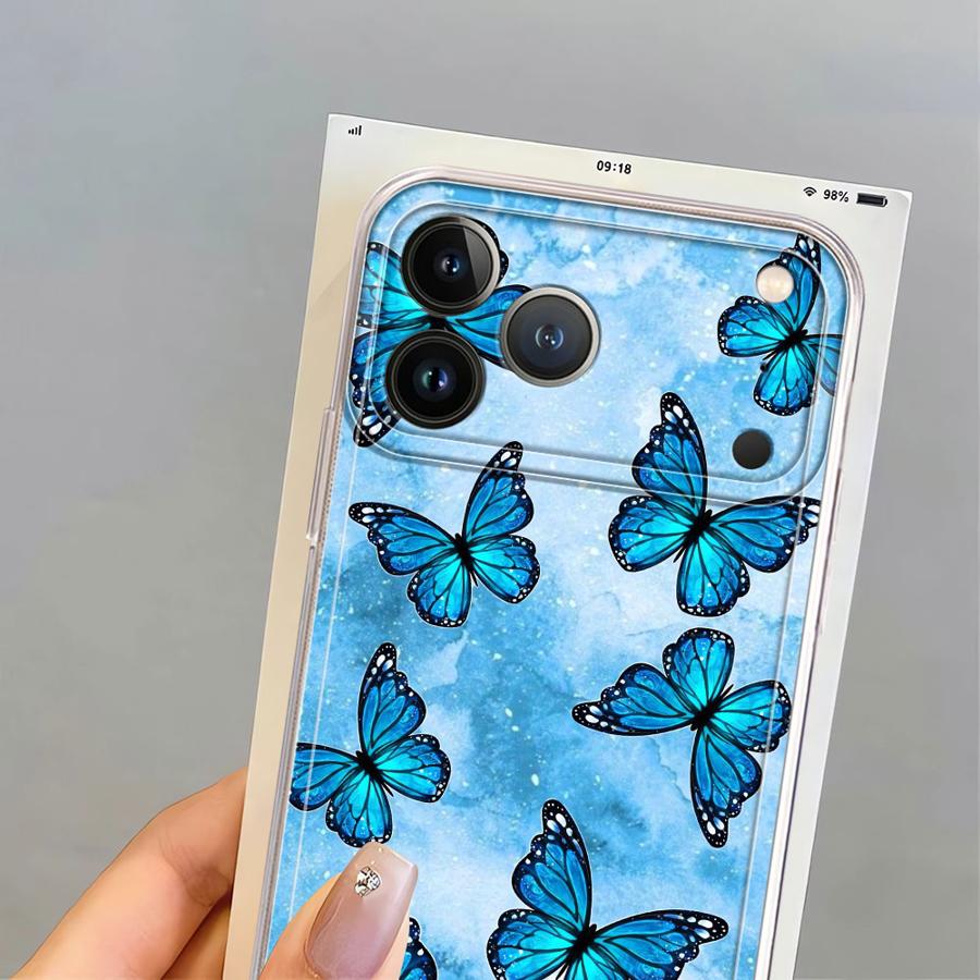Marble Butterfly Soft Phone Cover Case for iPhone 17 Pro Max Air 17e 13 Pro 12 Mini 16 XR XS Max 15 14 Plus 11