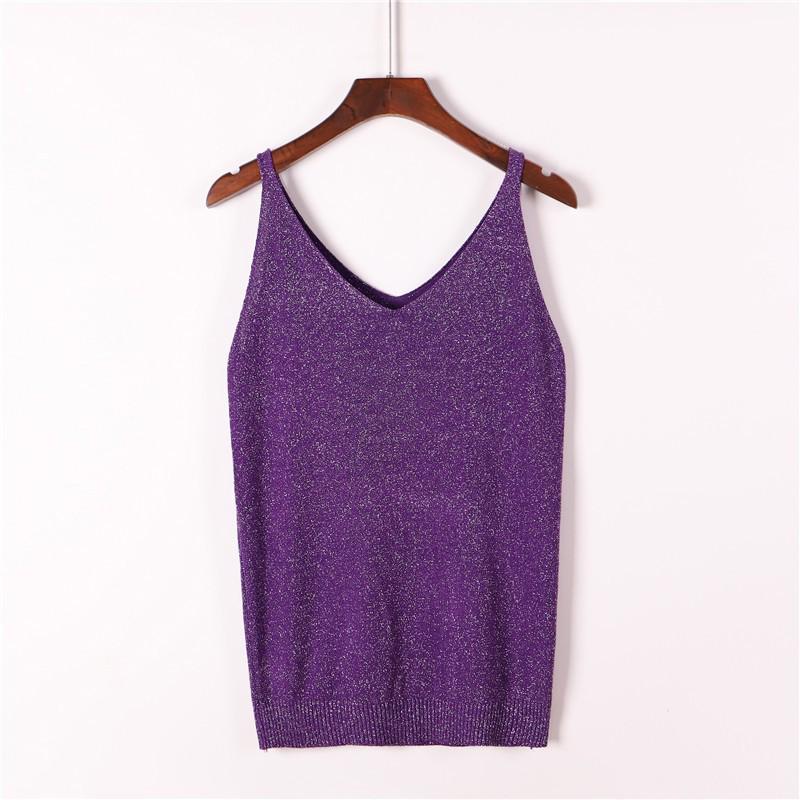 Glänzendes Pailletten-Strick-Camisole-Westen-Top für Damen