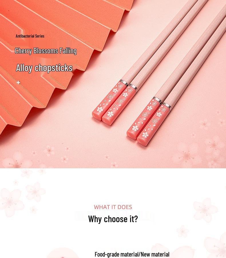 Nordic-Style Non-Slip Alloy Chopsticks - Japanese-Style Tableware for Home Kitchen (E18)