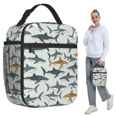 Cartoon Great White Shark Insulated Lunch Bag for Kids School Cooler Thermal Food Box Tote Portable Lunch Boxes Container