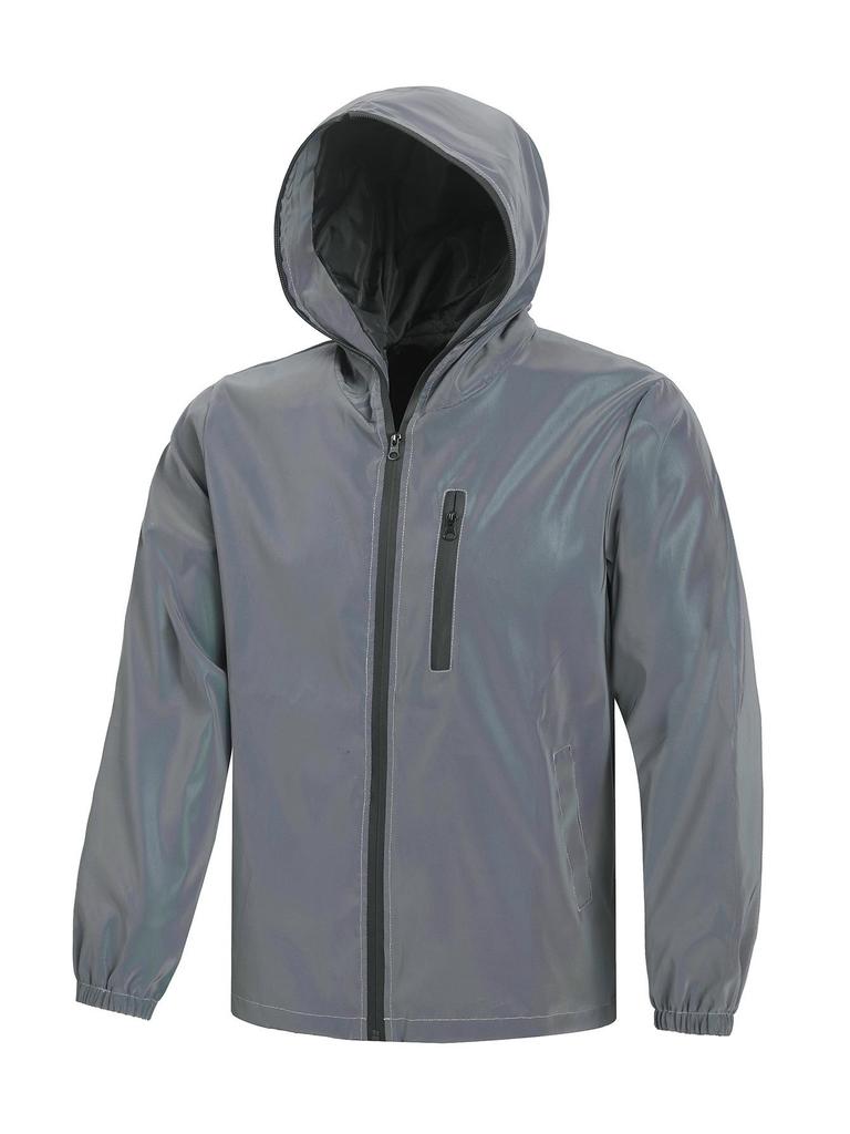 Men's Iridescent Reflective Hooded Windproof Jacket - Trendy Loose Fit, European & American Sizes