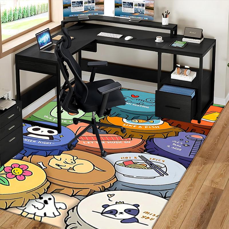 1pc Anime Cartoon Design Chair Mat - Panda Themed Office Rug for Desk, Anti-Slip Carpet Suitable for Home Decor, Living Room, Bedroom, Game Room, Birt
