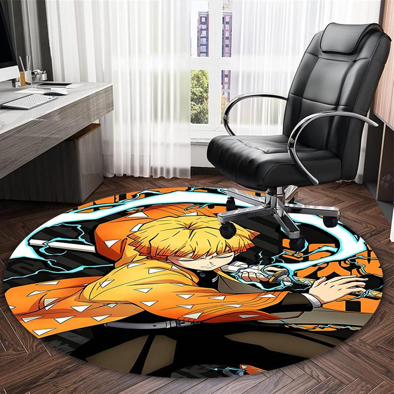 1pc Agatsuma Zenitsu Carpet, Round Rug, Comfortable, Suitable for Entryways, Living Rooms, Office, And Bedrooms, Christmas Decoration