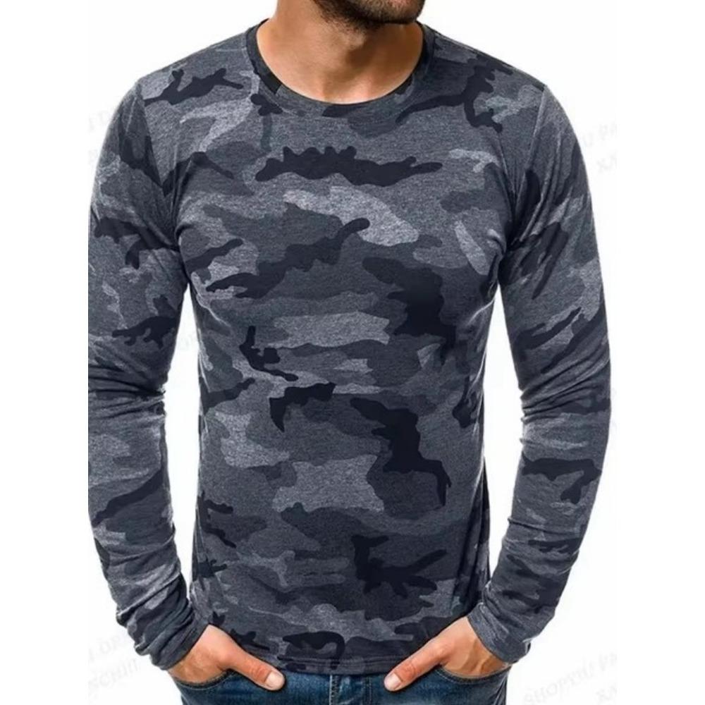 Herbst/Winter Herren Langarm Rundhals T-Shirt 3D Militärdruck Herren Langarm T-Shirt Veteranen Herren Mode T-Shirt