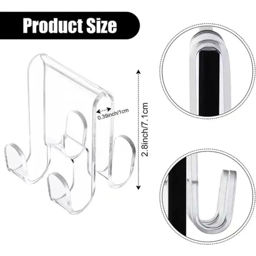 Punch-Free Shower Door Hook Wall Mounted Transparent Acrylic Shower Hanger Clothing Hangings Rack Strong Load-Bearing