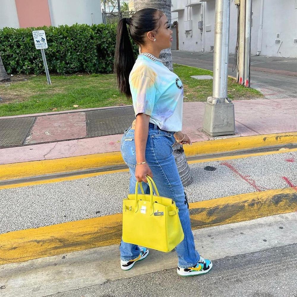 Casual Cross Printed Baggy Jeans Women 