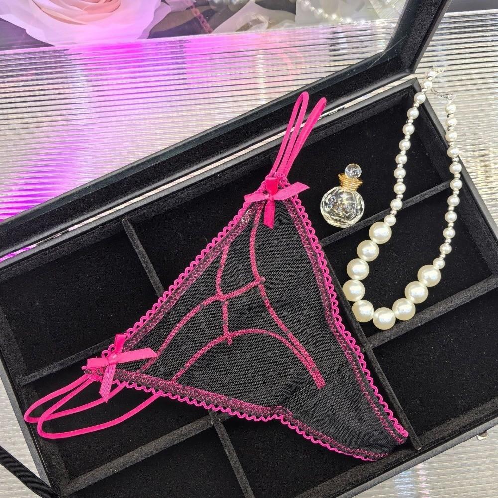 Thin Belt Underwear for Women Low Waist Mesh Seamless Panties Sweet Transparent Thong Girl