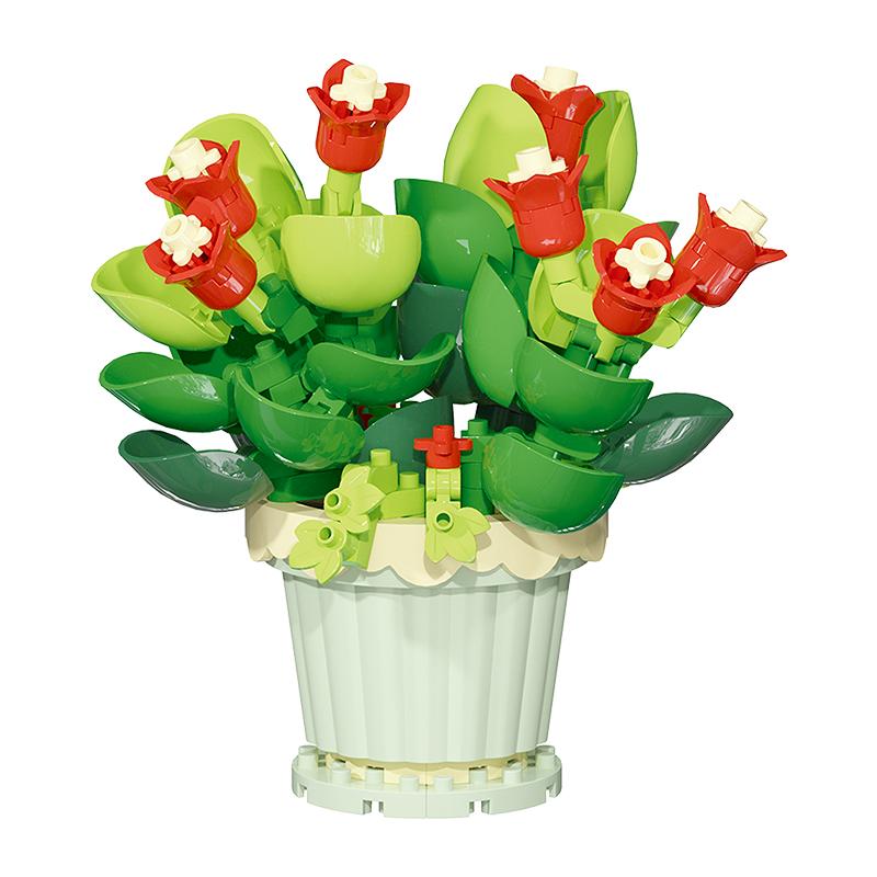 Children's handmade DIY potted desktop decorations simulated flower bouquets small particle assembly puzzle toys