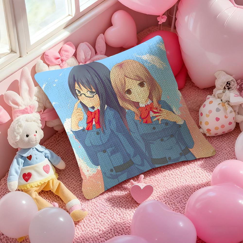 Girl For Love Anime Sasameki Koto Pillow Case Anti-Dustmite Pillowcase Invisible Zipper Silky Short Plush Sofa Cushion Cover