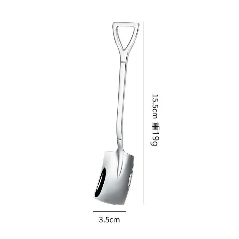 Stainless Steel Coffee Tea Scoops Creative Retro Shovel Scoop for Dinner Ice Cream Dessert Watermelon Kitchen Tableware Bar Tool TLY008