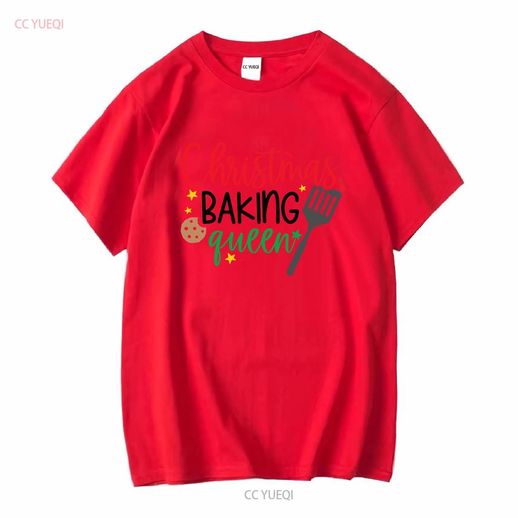 Christmas Baking Queen T Shirt Merry Funny Outfit For Her long or short sleeves vintage Washed Soft Stylish Casual Slightly