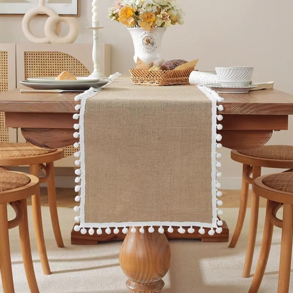 Jute Burlap Table Runner Macrame Edges Machine Wash or Brush Macrame Table Runner Family Dinners