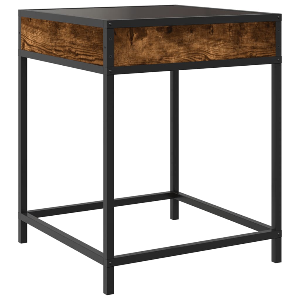 Infinity LED Coffee Table in Smoked Oak 40 x 40 x 51 cm