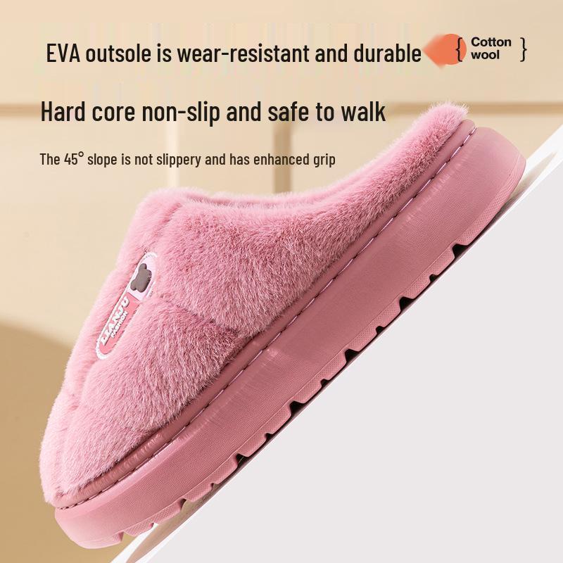 Men's 2025 Plush Cotton Slippers - Warm, Non-slip, Thick Sole for Indoor Use
