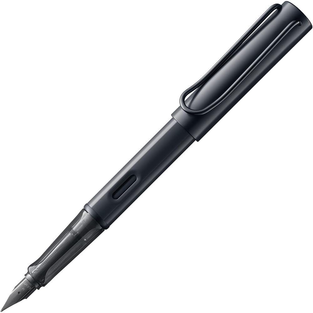 LAMY AL-Star Black Fountain Pen - Ergonomic Grip and Black Steel Nib Size M - Lightweight Aluminu...