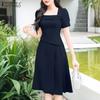 ZANZEA Women Casual Square Collar Summer Short Sleeve Dress