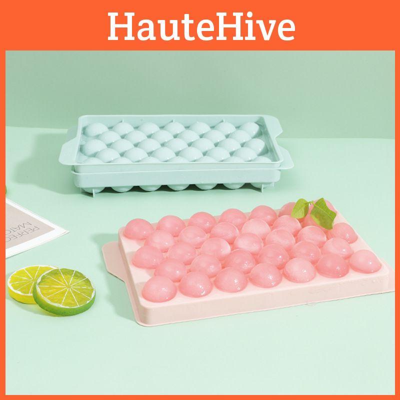 Versatile Round Ice Tray With Lid Food Grade Plastic Mold For Refreshing Drinks