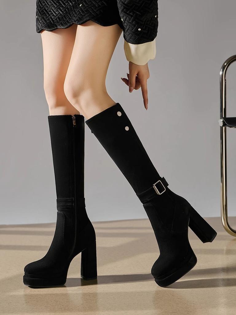 Maillard Boots Long Boots Women's Thick Heel High Heel Boots 2025 New Autumn and Winter Thick-soled Thin Boots High Boots