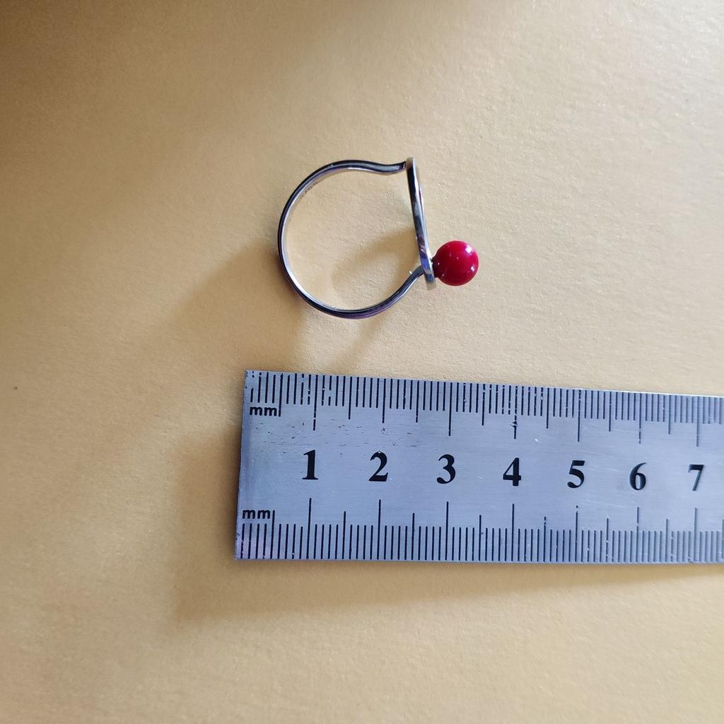 Silver Ring with Coral, Product Weight 2.64 G (2145639)