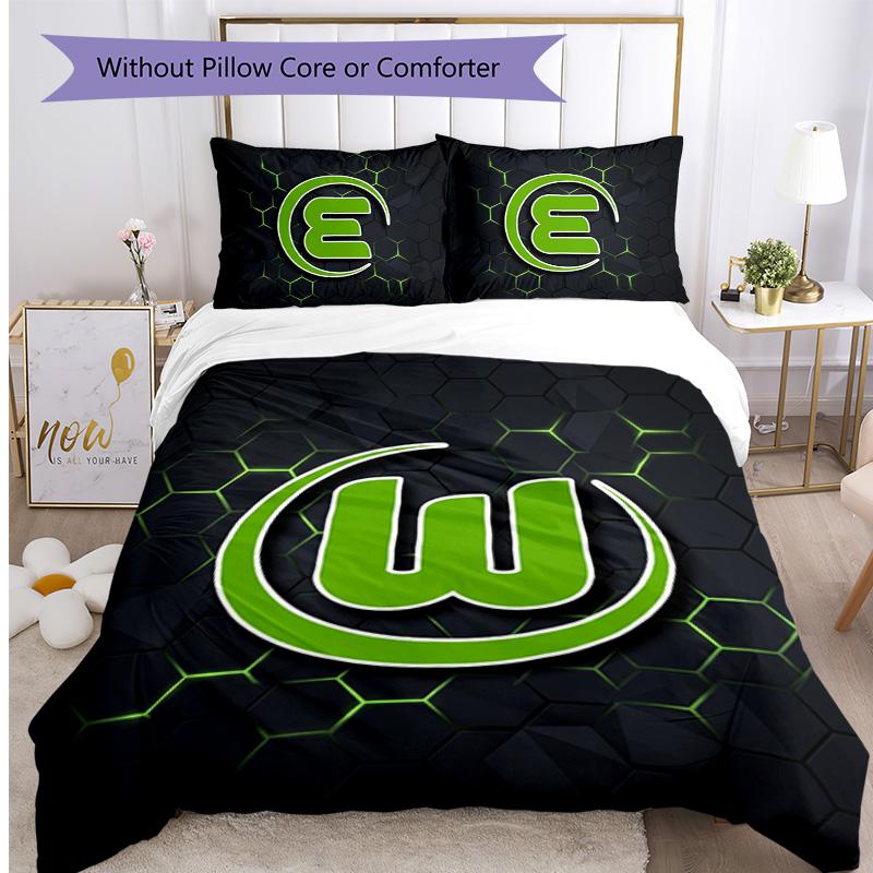 Juego de Ropa de Cama Estampado de 3 Piezas del VfL Wolfsburg FC Transpirable Funda Nórdica con Fundas de Almohada Ropa de Cama Decorativa para Dormitorio Hogar