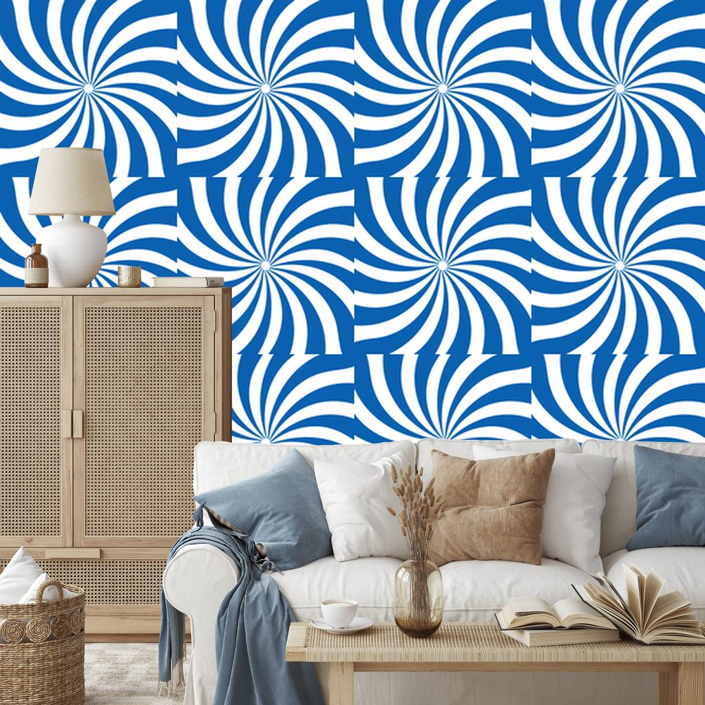 Hippie wallpaper background blue, white and azure for living room and bedroom 50x1000