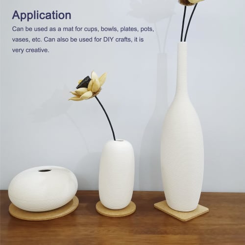 Uxcell 80mm (3.15 Inch) Round Coasters, 1mm Thick Cork Cup Mats, Self-Adhesive, Pack of 100