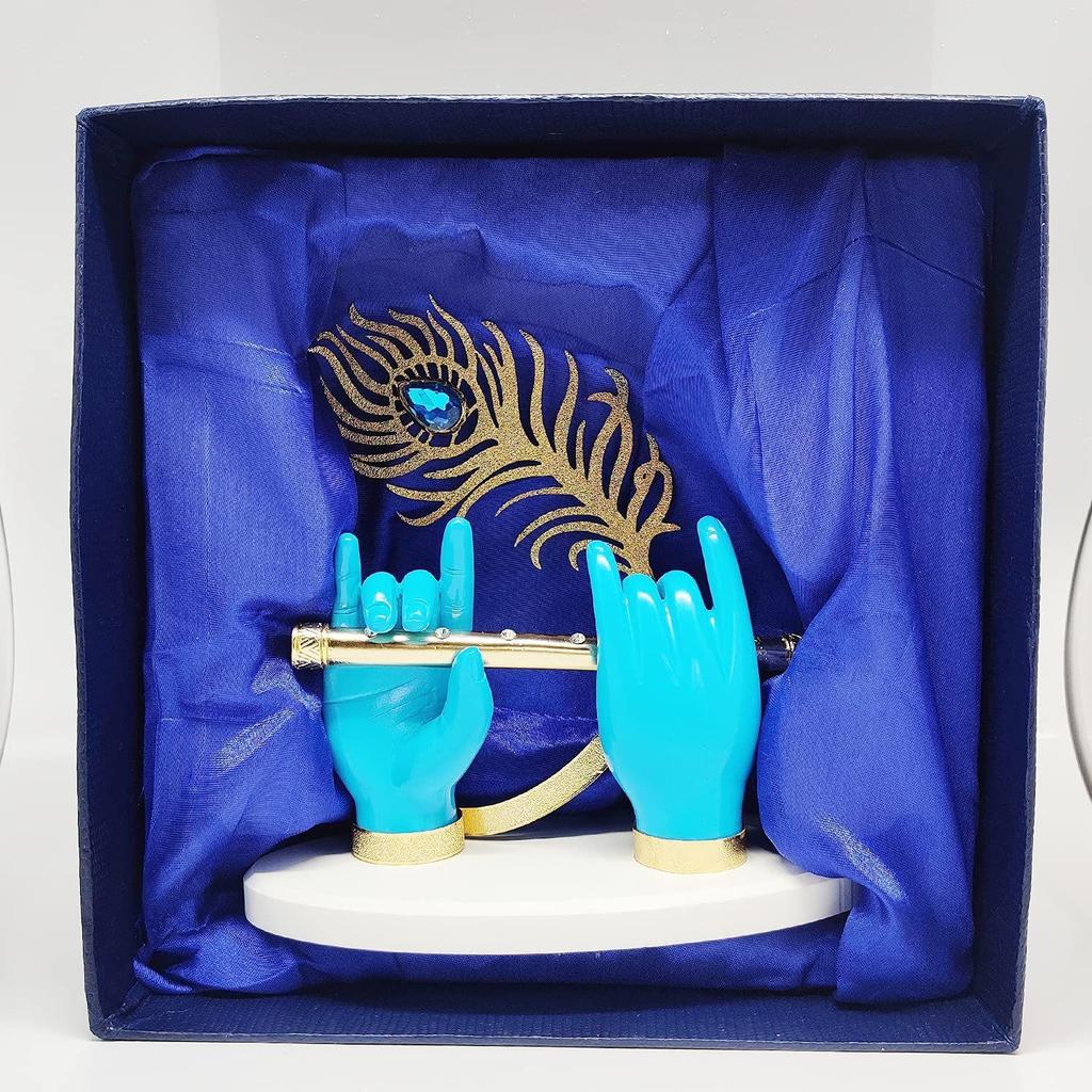 Figurină Mâini cu Flaut ale lui Krishna Ji | Mână Albastră a lui Krishna | Piesă Foarte Clasică pentru Decor, precum și Cadouri de Nuntă și Corporative