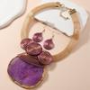 Gorgeous geometric crystal raw stone pendant choker necklace & earring set for women