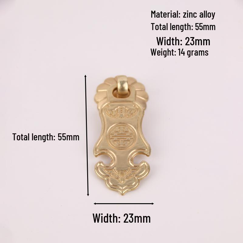 Gold Chinese Style Hidden Ring Handle - Brushed Copper Wardrobe Zinc Alloy