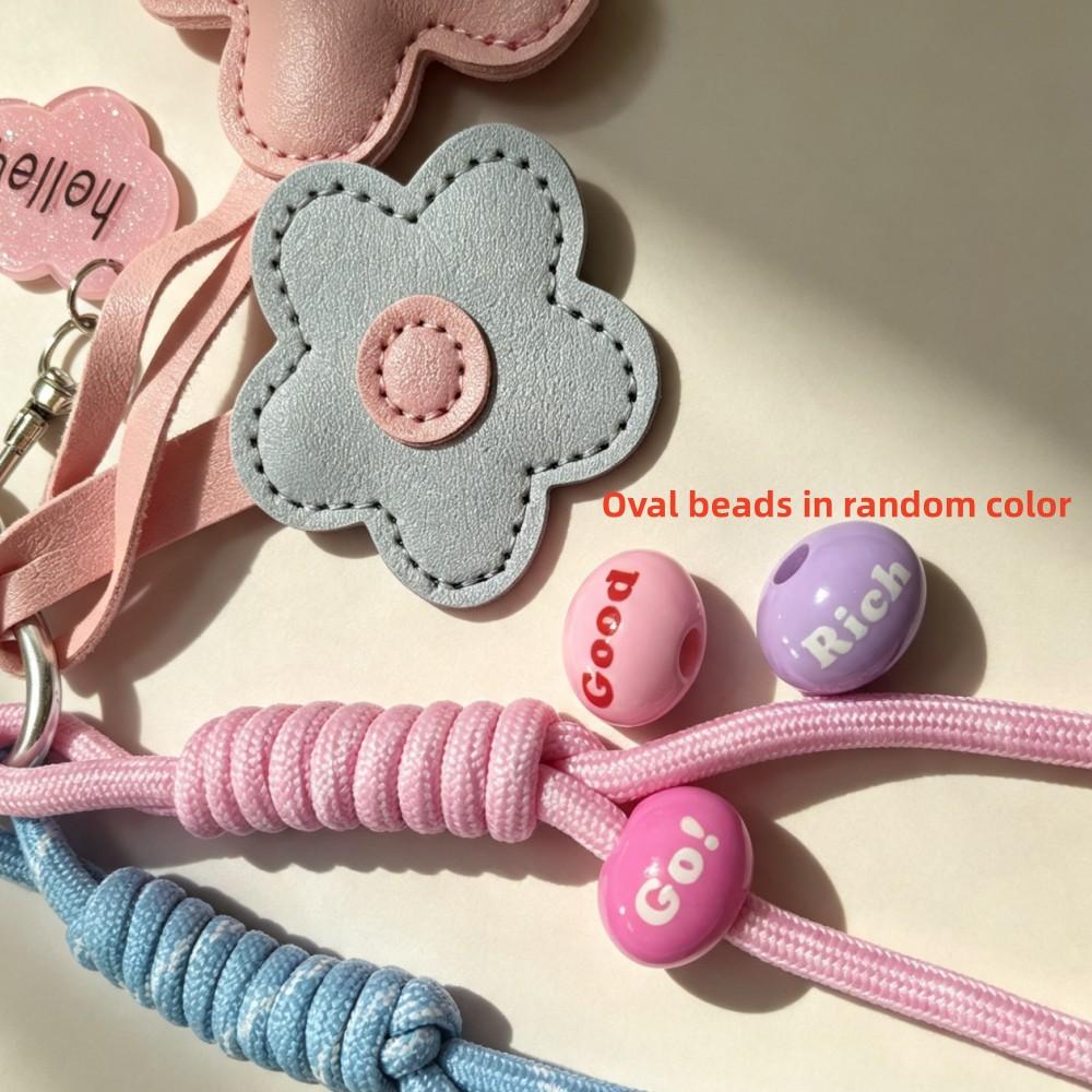 Bag Charm Pink & Blue Flower Leather Bag Charm , Braided Cord & Acrylic Pendant, Cute Pastel Accessory for Women Bags & Keys