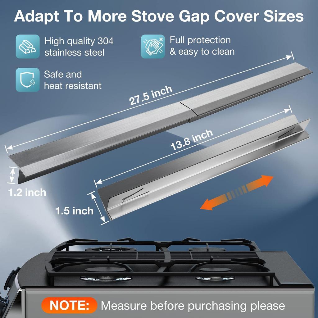 1 Set T Kitchen Stove Counter Gap Cover Stainless Gap Covers Between Stove Counter Protect Stove Gap Filler Sealing Spil