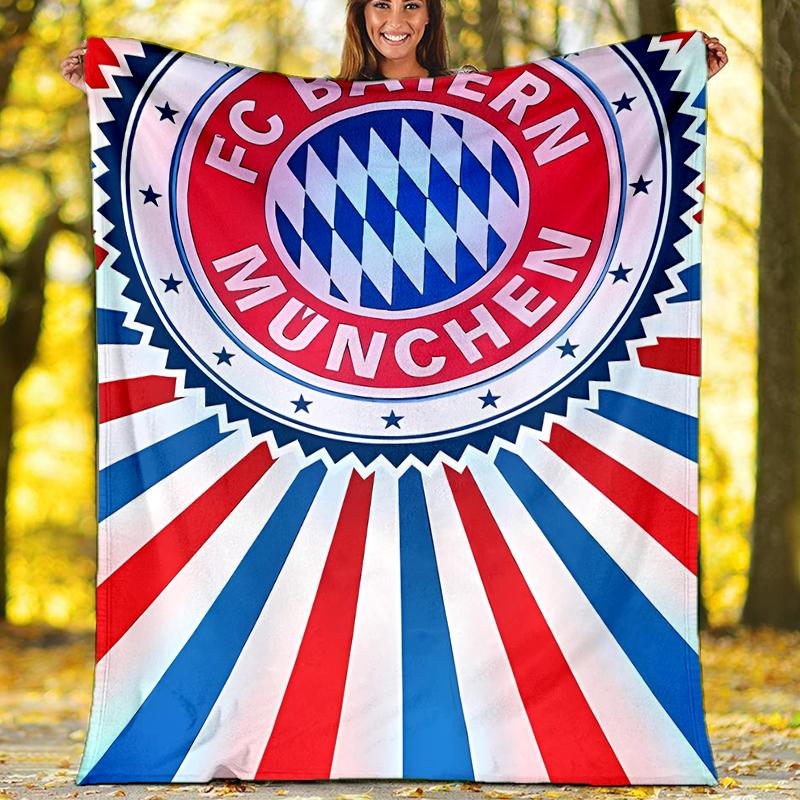 FC Bayern München logo printed throw blanket—soft,warm;versatile blanket for all seasons—perfect as &air-conditioning throw,nap blanket