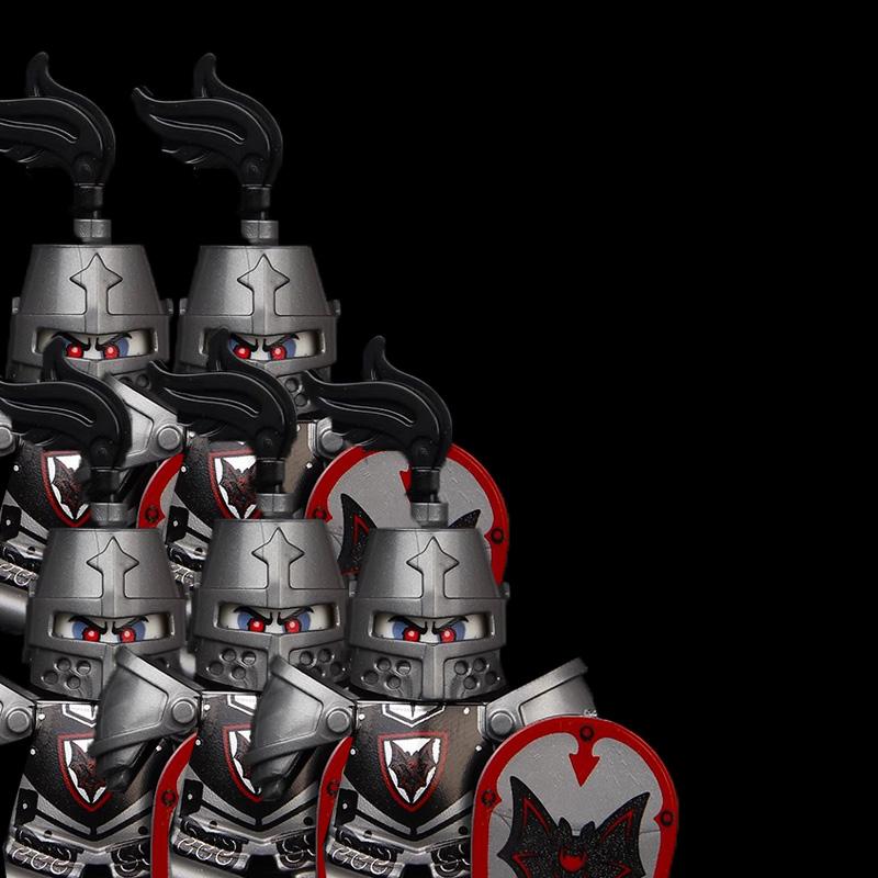 MOC Medieval Knight Castle Figures Building Blocks Weapon Wolf Swordsmen Guard Bow Arrow Shield Flags Warhorse Toys Gifts S002