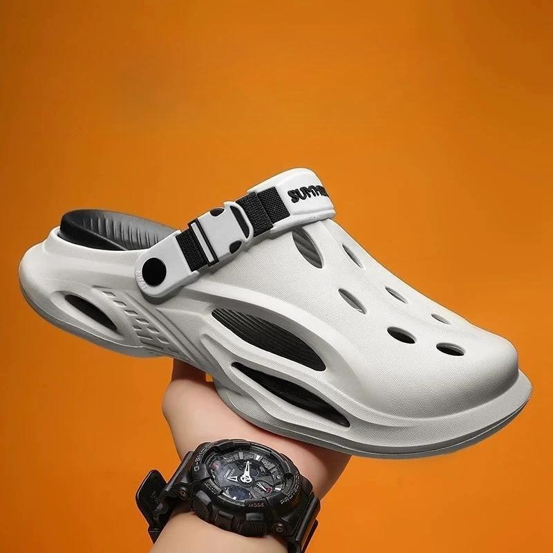 Fashion Sandals Man Height Platform Shoes Outdoor Beach Hole 2025 Fashion Summer Sale Mascullino Clappers Original Pvc Slippers for Men